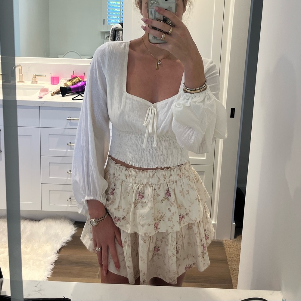 Ruffle white blouse